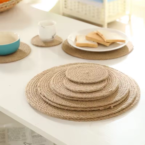 Sous-verre rustique en jute fait main, écologique, en fibres naturelles, support de tasse, commande en gros - Product Image 5