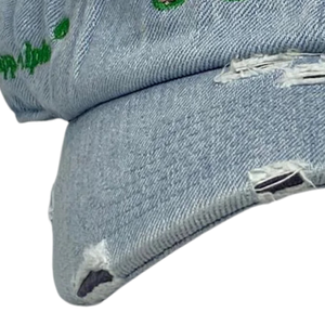 AKA 1908 <b>Light</b> Denim <b>Hat</b> Pink Embroidered Letter Baseball Cap Adjustable Washed Denim Headwear Casual Fashion Vintage Style Cap - Product Image 2