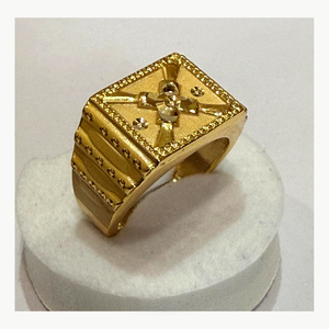 Anillo de Dedo de Latón Estilo Hip Hop Vintage, Anillo de Latón Sólido Chapado en Oro, Joyería de Moda Hecha a Mano, Anillo de Diseño, Regalo para Él - Product Image 4