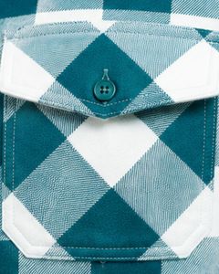 เสื้อเชิ้ตแขนยาวผ้าสักหลาดลายสก็อตสีน้ำเงินอมเขียวสำหรับผู้ชายเสื้อเชิ้ตลำลองผ้าฝ้ายลายตารางหมากรุกมีกระเป๋าที่หน้าอก - Product Image 5