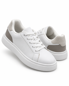 Zapatillas Deportivas Blancas con Plataforma para Mujer, con Cordones, Punta Redonda, de PU, Cómodas, Ligeras, que Aumentan la Altura, Casuales, Sólidas, para Todas las Temporadas - Product Image 2