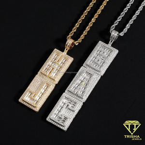 Collar con Letra de Diamantes Cultivados en Laboratorio para Hombre, con Colgante Rectangular y Cadena de Cuerda, Accesorio de Moda Urbana - Product Image 4