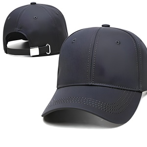Unisex <b>Black</b> 6-Panel <b>Baseball</b> <b>Cap</b> Adjustable Metal Buckle Breathable Waterproof Polyester Twill Casual Hat - Product Image 1