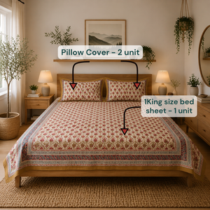 Jaipur Hand Block Printed Floral <b>King</b> <b>Size</b> Flat Bed <b>Sheet</b> 100% Cotton Classic Style Soft Skin Friendly Durable Eco-Friendly - Product Image 6