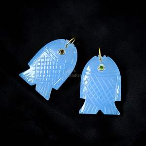 จี้ปลาแคลซิโดนีสีน้ำเงิน AAA เงินแท้ 925 สร้อยคอพลอยทำมือ แกะสลักด้วยมือ คริสตัลบำบัด เครื่องประดับแฟชั่นสุดหรู - Product Image 2