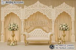 Escenario de Boda Estilo Ventana Americana, Estructuras de Fondo de Boda Blancas Lujosas, Configuración de Escenario de Boda Asiática Más Vendida, Venta en el Reino Unido - Product Image 4