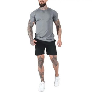 Camiseta Deportiva de Algodón de Manga Corta para Hombre, Estilo Urbano, Corte Regular, con Logotipo Personalizado en la Parte Delantera, Transpirable y de Secado Rápido, Color Gris - Product Image 4