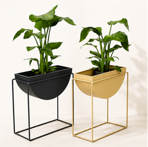 Premium Quality Metal Plant <b>Stand</b> with Half-Moon <b>Pot</b> Style Iron Flower Holder for Indoor Living Room and Office Decoration - Product Image 4