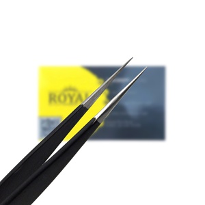 Pince à épiler royale personnalisée en acier inoxydable, ensemble de pinces à cils à pointe lisse, anti-magnétique, pour la pose d'extensions - Product Image 1