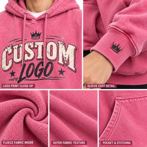 เสื้อฮู้ดดี้ผู้ชายสีดำล้วน ผ้าฟลีซ แขนยาว มีกระเป๋าจิงโจ้ แบบเรียบ ย้อมสีพื้น สวมใส่สบาย น้ำหนัก 600 กรัม คุณภาพสูง หนานุ่ม - Product Image 5