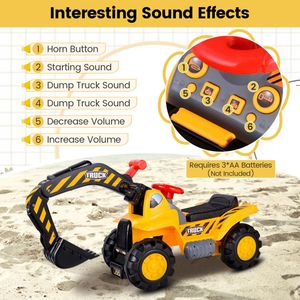 Ride-On Bulldozer Digger <b>Push</b> <b>Car</b> Toy with Working Shovel and Safety Helmet - Product Image 6