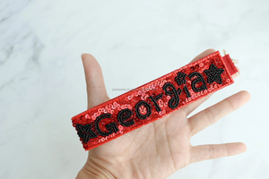 Georgia Beaded Keychain Sequin Letter Key Ring Handmade State Name Bead Keychain Embroidered Rectangle Key Holder Bag Pendant - Product Image 2