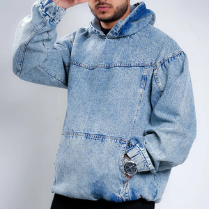 Nouvelle collection hiver 2026 : Sweat à capuche décontracté pour homme en denim 100 % coton, style zippé, avec impression personnalisée et logo sur mesure, respectueux de l'environnement - Product Image 3