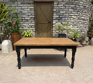 Rustic Brown Recycled Wood Oak Table Furniture for Home Use from VietNam Square Solid Wood Dining Table. - Product Image 3