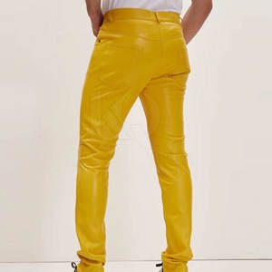 Pantalon en cuir pour homme, design décontracté, coupe ajustée, léger, taille mi-haute, durable, pantalon tendance pour le quotidien et l'exportation - Product Image 4