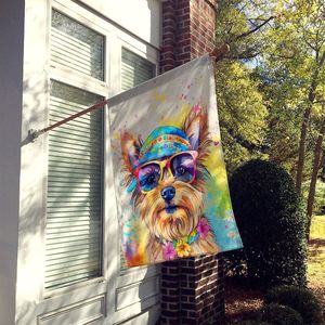Yorkshire Terrier Hippie poste de porche grande cartel de patio decorativo Multicolor colgante de pared poliéster tamaño de Casa bandera ilustraciones para - Product Image 2
