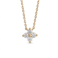 Collier de mode en or pur 14 carats avec pendentif trèfle à quatre feuilles en diamant de laboratoire DEF VVS2 pour femme, sur une fine chaîne à maillons