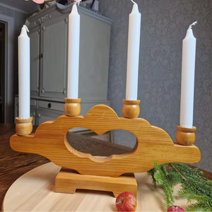 Support de bougie ovale en bois fait main, style vintage, motif cerf, décoration scandinave rustique pour la maison, la table et les mariages - Product Image 2