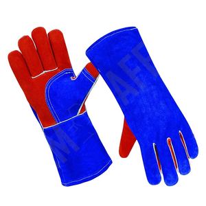 High Quality Blue Cow Split Leather Flame Retardant Welding Gloves <b>Fire</b> Proof Industrial Safety with Thumb Palm Protection - Product Image 1