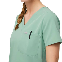 Ensemble de blouses médicales pour femmes, col en V, vert menthe, coton et polyester, pantalon d'uniforme d'hôpital pour infirmières