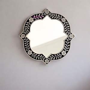 Miroir mural de luxe fait main, élément décoratif d'intérieur élégant avec cadre en os naturel incrusté, miroir décoratif artisanal - Product Image 2