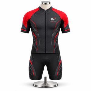 Conjunto de Jersey y Pantalones Cortos de Ciclismo Urban Peak Sports para Hombre, Rojo y Negro, Impresión por Sublimación, Ajuste Cómodo para Equipos de Ciclismo de Carretera - Product Image 1