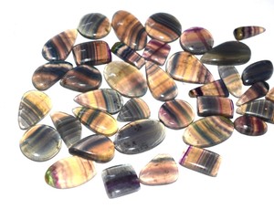 Cabochons en fluorite multicolore de haute qualité, formes et tailles variées, pour bracelets, colliers, bagues, bijoux, cabochons en pierres précieuses naturelles - Product Image 1