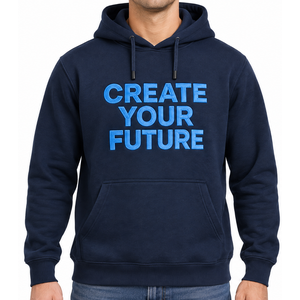 Men's <b>Navy</b> Blue Pullover Hoodie Embroidered Letter in light blue Kangaroo Pocket <b>Sweatshirt</b> - Product Image 1