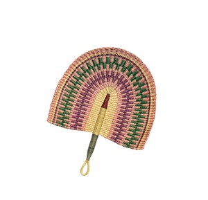 Artisan made green <b>pink</b> woven seagrass <b>fan</b> decorative hand held cooling <b>fan</b> traditional ethnic style <b>fan</b> for home interior styli - Product Image 1