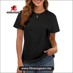 Women's O-Neck Short Sleeve T-Shirt Solid Blue Denim Corduroy Print Casual Wear Loose Fit Summer - Product Image 6