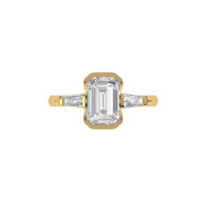 <b>Emerald</b> Cut Lab Grown Diamond <b>Ring</b> 925 <b>Silver</b> 9kt, 14kt, 18kt Gold Diamond <b>Rings</b> for Women's Engagement <b>Ring</b> - Product Image 3