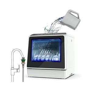 Lave-vaisselle portable de comptoir avec 5 programmes, réservoir d'eau de 3 tasses, panier pour fruits/légumes, haute température, séchage à l'air - Product Image 1