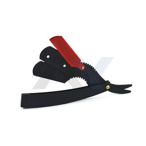 มีดโกนหนวดแบบตรงสีแดงและสีดำสำหรับร้านตัดผมมืออาชีพ - Product Image 1