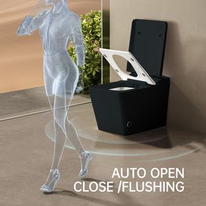 WC Smart Nero Quadrato con Bidet Senza Serbatoio, Telecomando e Apertura Coperchio a Tocco del Piede per Bagno - Product Image 3