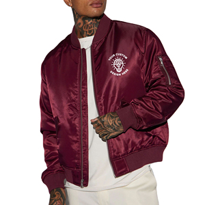Veste bomber en satin de haute qualité, veste de sport varsity pour homme, tissu satiné, boutons sur le devant, veste letterman brodée pour homme - Product Image 1