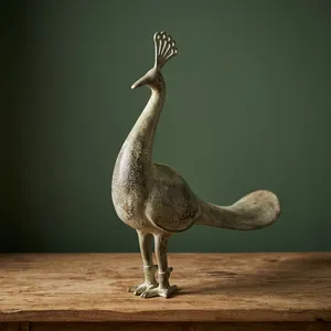 Bronze <b>Peacock</b> Sculpture Handmade Animal Figurine Contemporary Design Tabletop Decor Living Room <b>Ornament</b> - Product Image 3