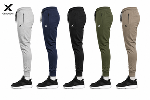Pantalon de jogging athlétique et fuselé noir en molleton pour homme X Sports City avec logo personnalisé, design minimaliste, respirant, coupe régulière, idéal pour l'automne - Product Image 3