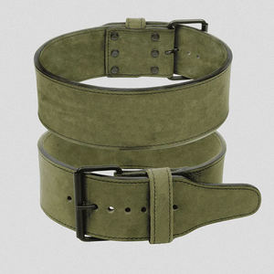 Ceinture de musculation en daim vert robuste pour haltérophilie, équipement de fitness et d'entraînement en cuir olive, soutien lombaire - Product Image 1