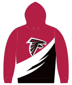 Sweat à capuche homme rouge et noir, color block, logo aigle imprimé par sublimation, coupe décontractée, tricoté en polyester, pour l'automne - Product Image 1