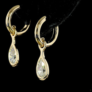 Boucles d'oreilles pendantes en or 10K 14K 18K et argent 925 935 avec diamant de laboratoire taille poire serti clos, cadeau classique pour mariage et fiançailles, bijoux fins - Product Image 2