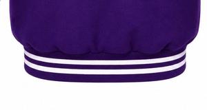 Men's Purple Varsity Jacket Solid Color Polyester/Cotton Shell Stand Collar <b>Covered</b> <b>Button</b> Closure Casual Regular Fit Winter - Product Image 3