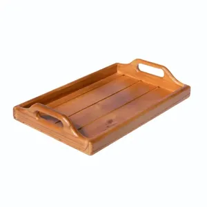 Bandeja de Servir Grande de Madera Maciza Ecológica, Duradera, Redonda, para Desayuno en la Cama, con Detalles de Hierro, de Grado Profesional, Apta para Alimentos - Product Image 4