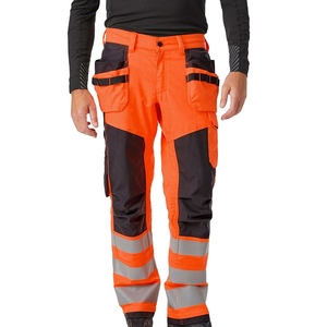 Pantalones de Trabajo de Alta Visibilidad Color Naranja con Franjas Reflectantes y Cierre de Cremallera en las Piernas para Mayor Seguridad - Product Image 1