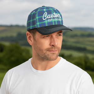 Casquettes de baseball à logo personnalisé, à carreaux, 6 panneaux, non structurées, avec broderie 3D, en tissu poly, unisexe, fabrication vietnamienne - Product Image 2