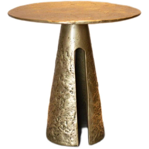 Table d'appoint moderne minimaliste en laiton avec plateau rond et base cylindrique solide, support pour boissons ou cocktails, table d'appoint, décoration intérieure - Product Image 6