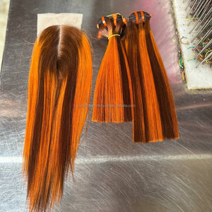 Produits capillaires de qualité supérieure : Mèches de cheveux naturels avec ensemble lace front, Perruques en cheveux naturels, Texture lisse et droite, Cheveux bruts - Product Image 1