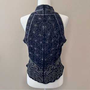 FQC Top court pour femme, style Baby Tee, à col rond, avec franges et strass, pour sortir - Product Image 6