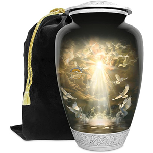 Custom Engraved Metal Cremation Urn Supplier Elegant Brass Urn for Human Cremation Ashes High Quality Aluminum <b>Memorial</b> Urn - Product Image 2