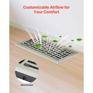 4 Griglie di Ventilazione per Pavimento in Ferro Resistente da 10 Pollici, Confezione da 2, Regolabili, Antiruggine, per HVAC - Product Image 4