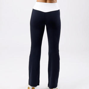 Women's Mid Waist Drawstring Breathable Four-Way Stretch Flared Wide Leg Yoga Pants - Product Image 3